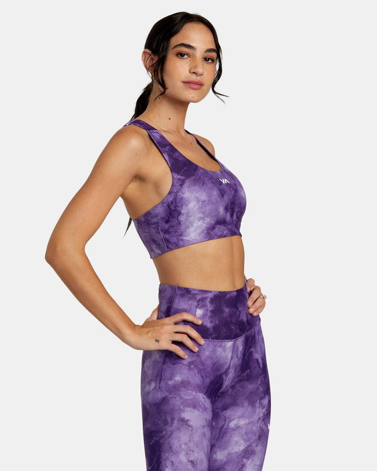 VA Essential Mid Support Sports Bra - Grape Tie Dye