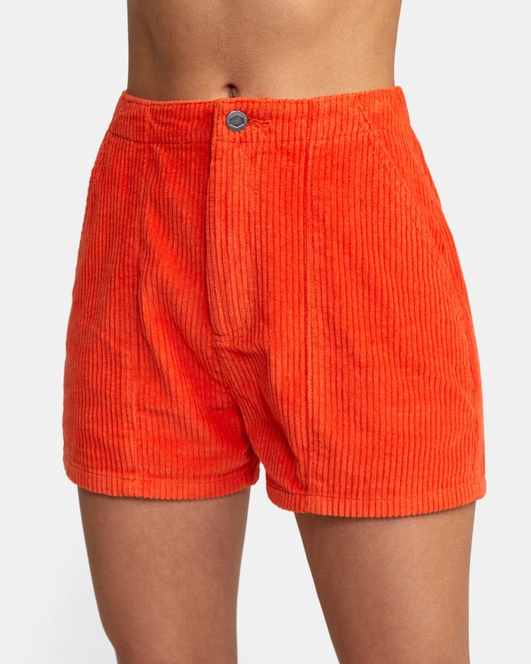 Daylight Corduroy Shorts - Red Orange