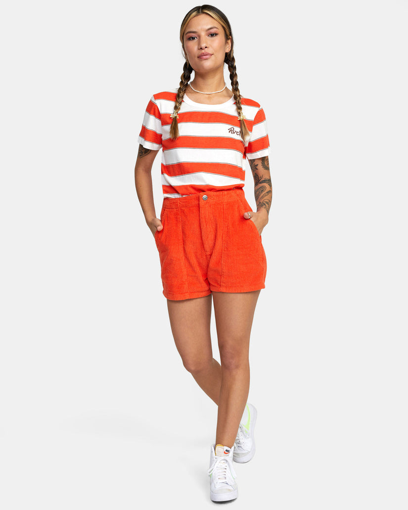 Daylight Corduroy Shorts - Red Orange
