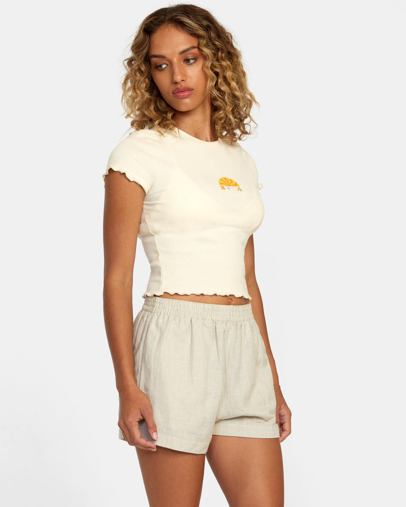 Linen Sawyer Elastic Waist Shorts - Chalk