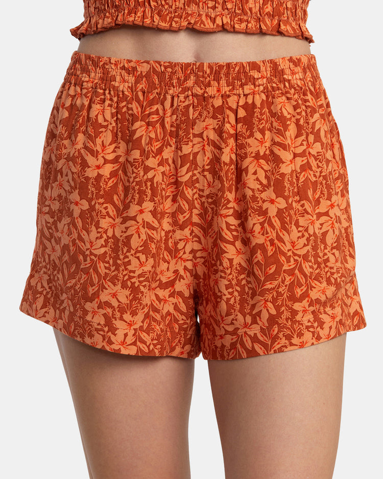 Sawyer Print Elastic Waist Shorts - Sandlewood