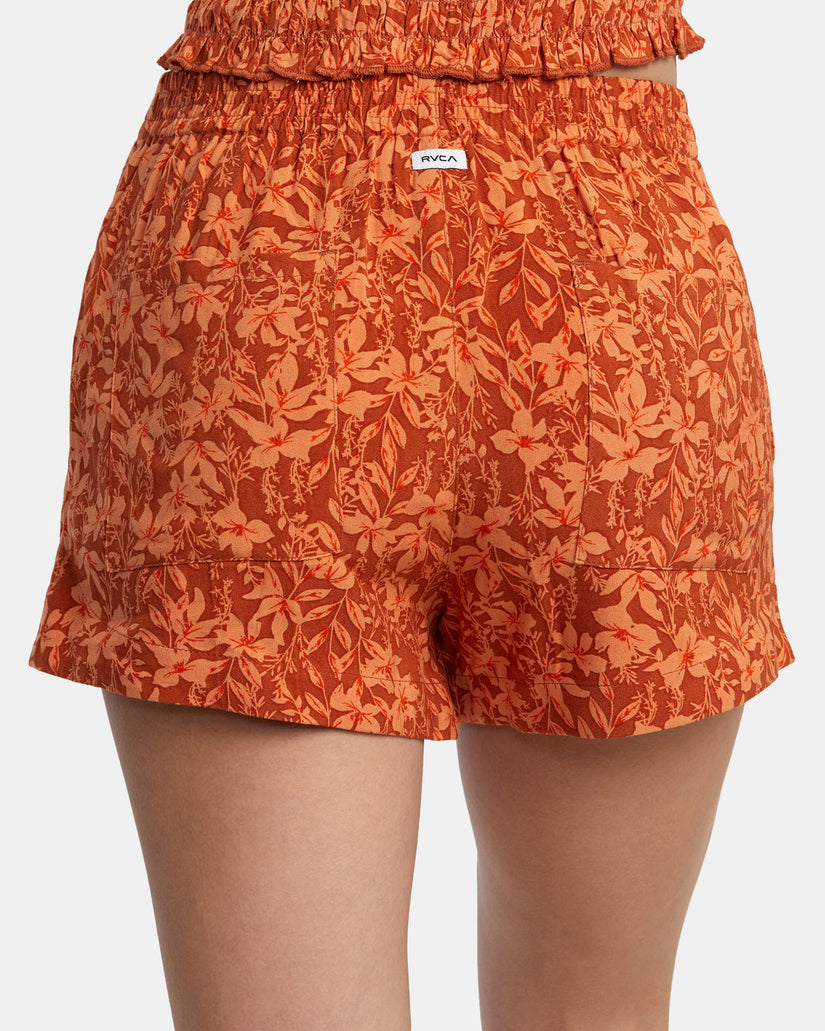 Sawyer Print Elastic Waist Shorts - Sandlewood