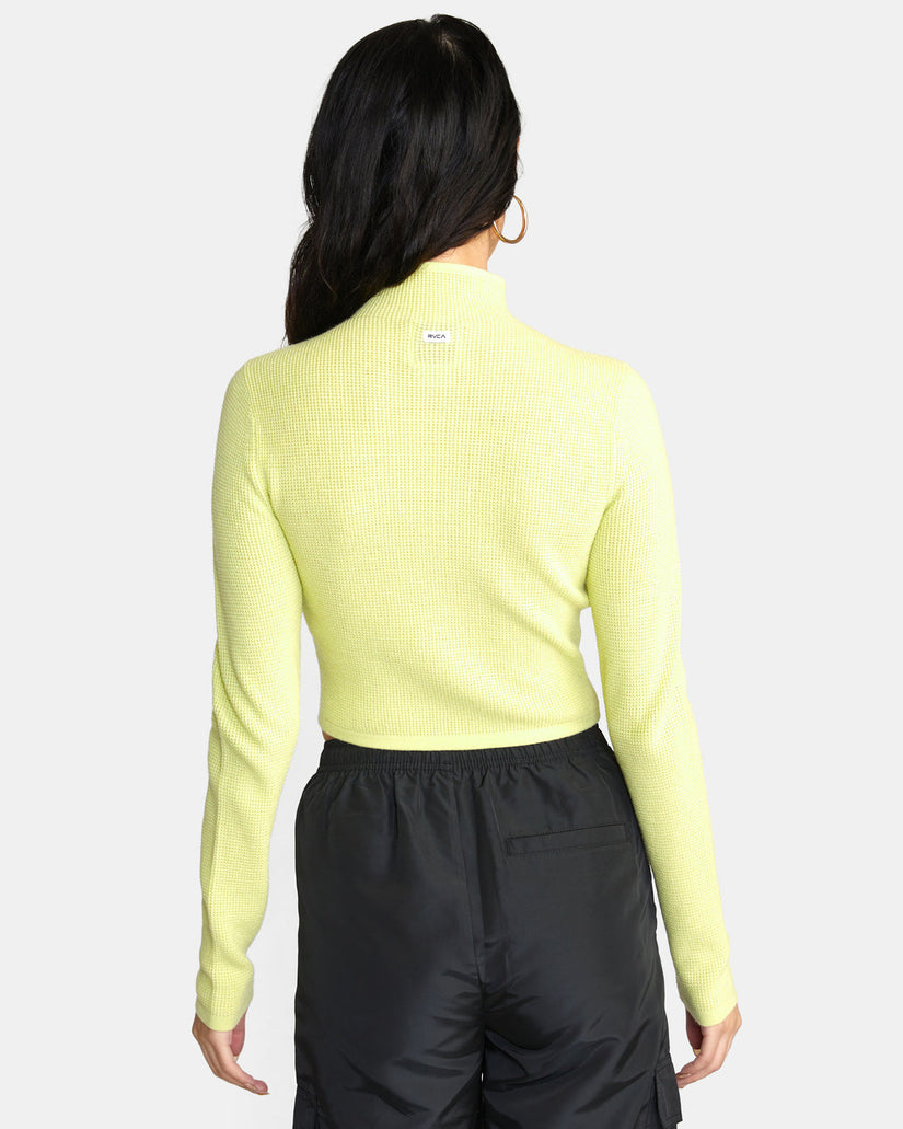 Après Sweater Long Sleeve Crop Top - Lime Yellow