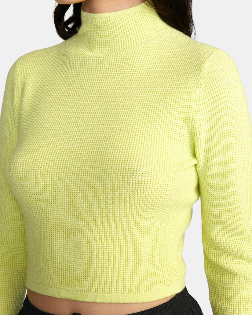 Après Sweater Long Sleeve Crop Top - Lime Yellow