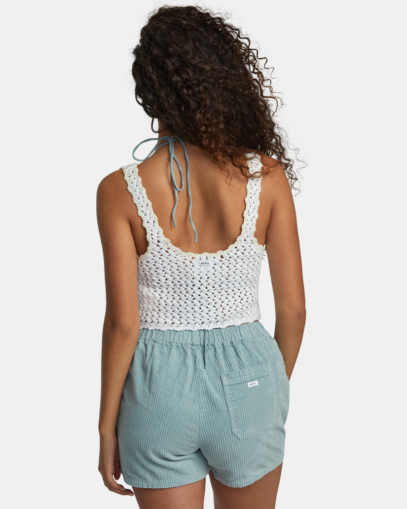 Railed Crochet Crop Top - Whisper White