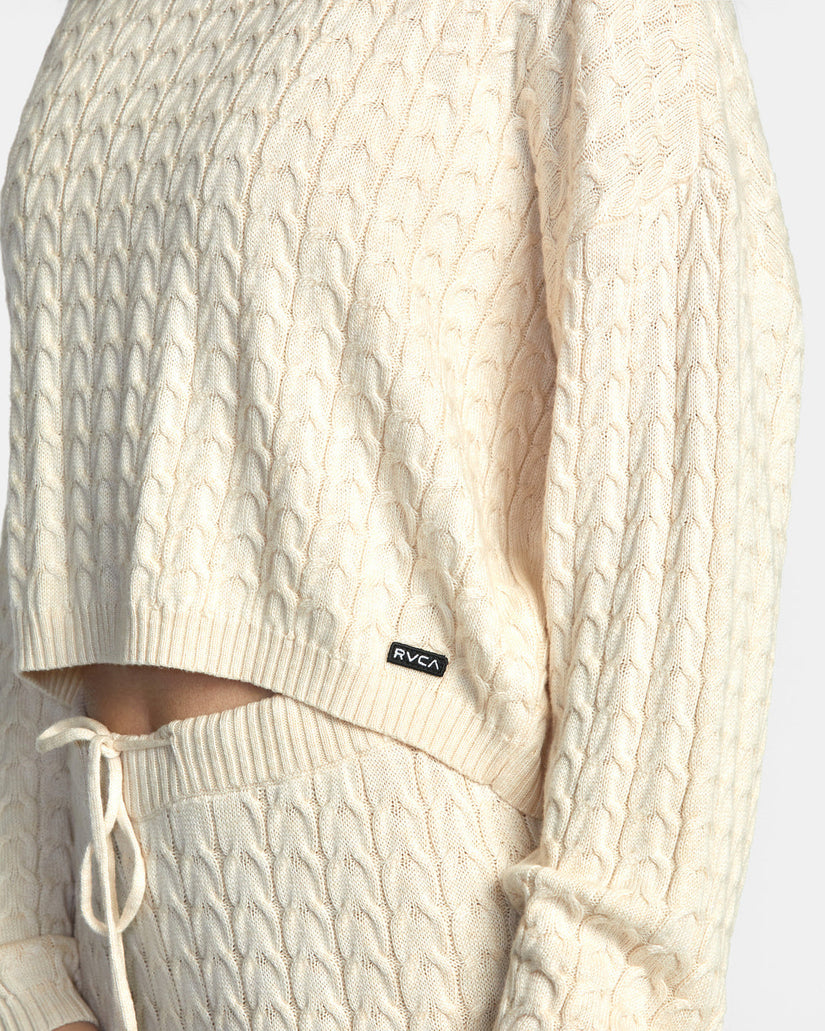 Soft Cable Cropped Sweater - Latte