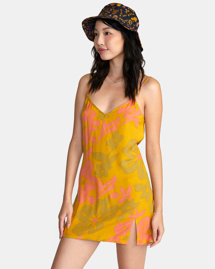 Slip Up Mini Dress - Tawny Gold