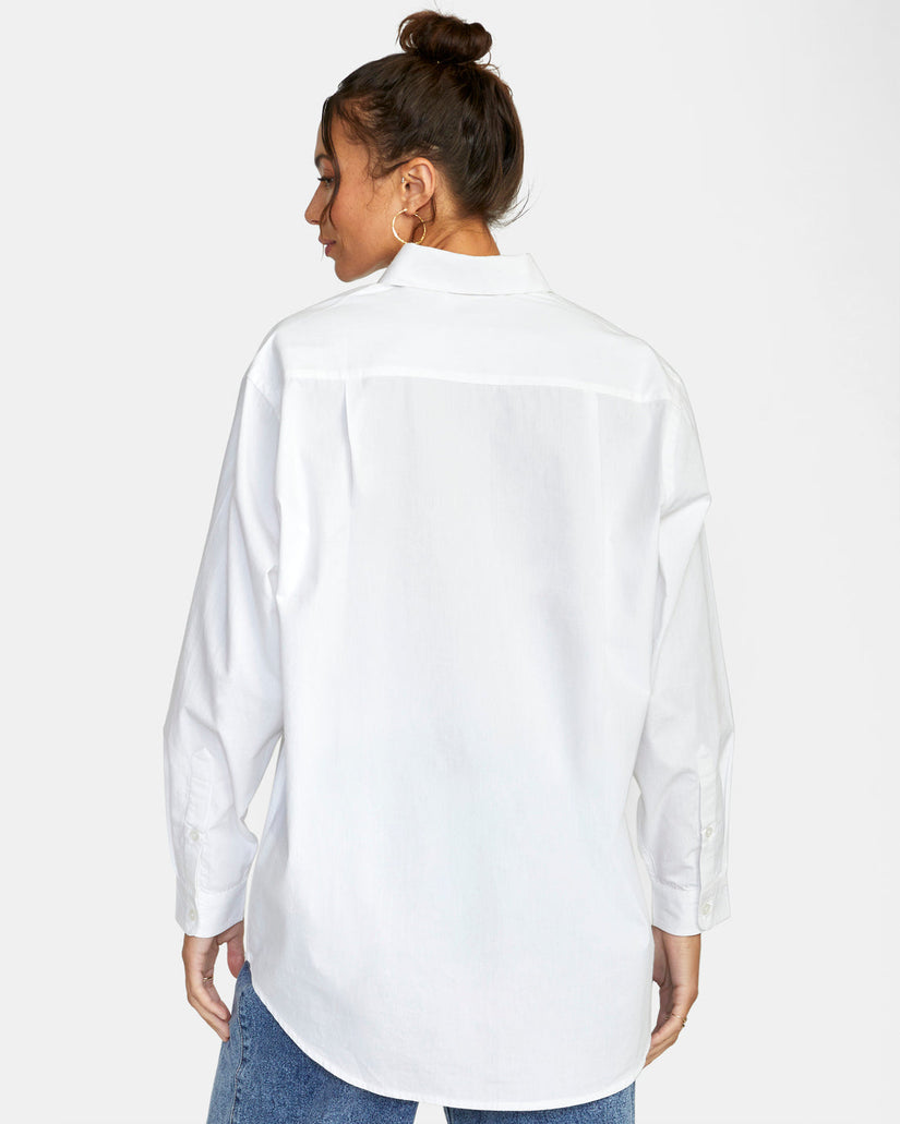 Angeles Long Sleeve Button-Up Top - Whisper White