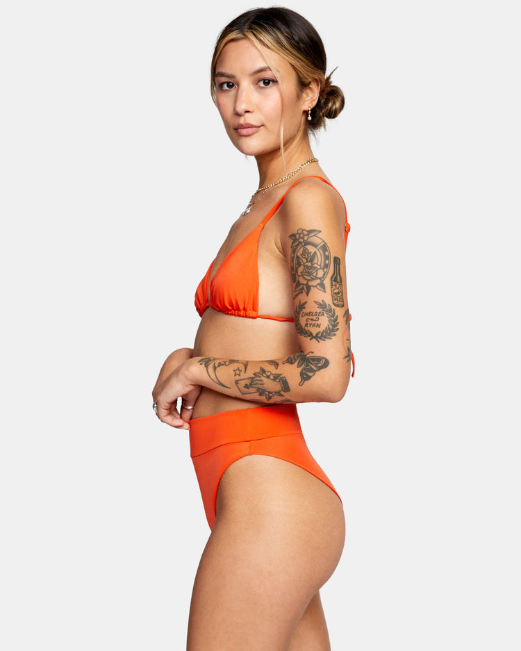 Solid Slide Triangle Bikini Top - Red Orange