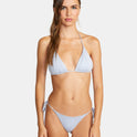 Gingham Reversible Seam Triangle Bikini Top - Ash Blue