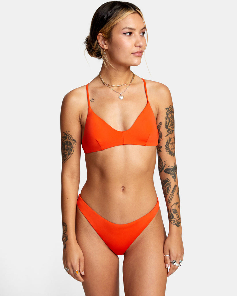 Solid French Bikini Bottoms - Red Orange