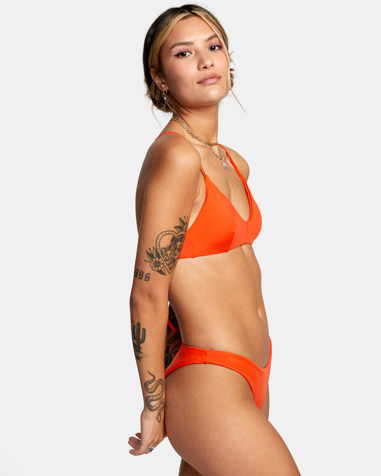 Solid French Bikini Bottoms - Red Orange