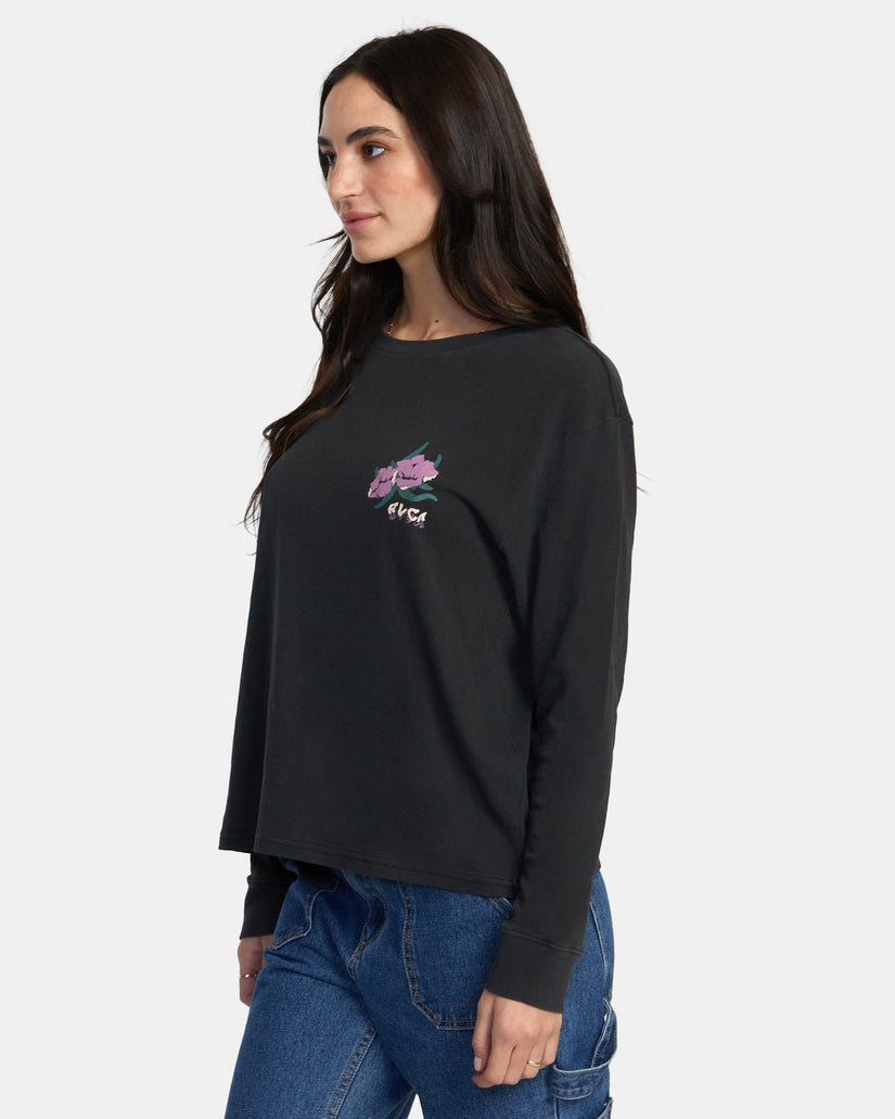 Wildflower Long Sleeve T-Shirt - Washed Black