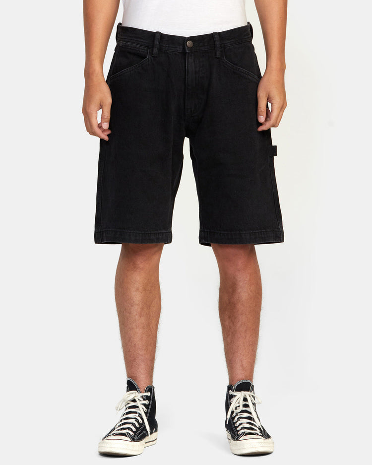 Chainmail Denim Shorts - Black Rinse