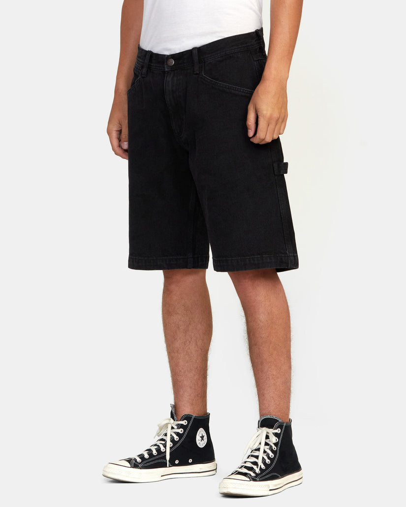 Chainmail Denim Shorts - Black Rinse