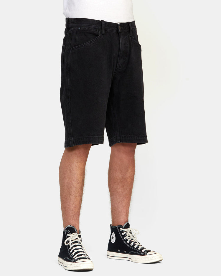 Chainmail Denim Shorts - Black Rinse