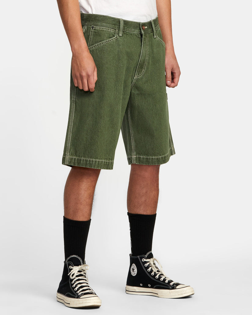 Chainmail Denim Shorts - Cactus Wash