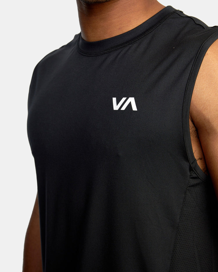 Sport Vent Muscle Tank Top - Black