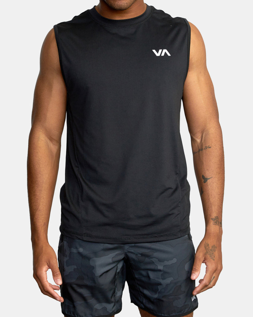 Sport Vent Muscle Tank Top - Black