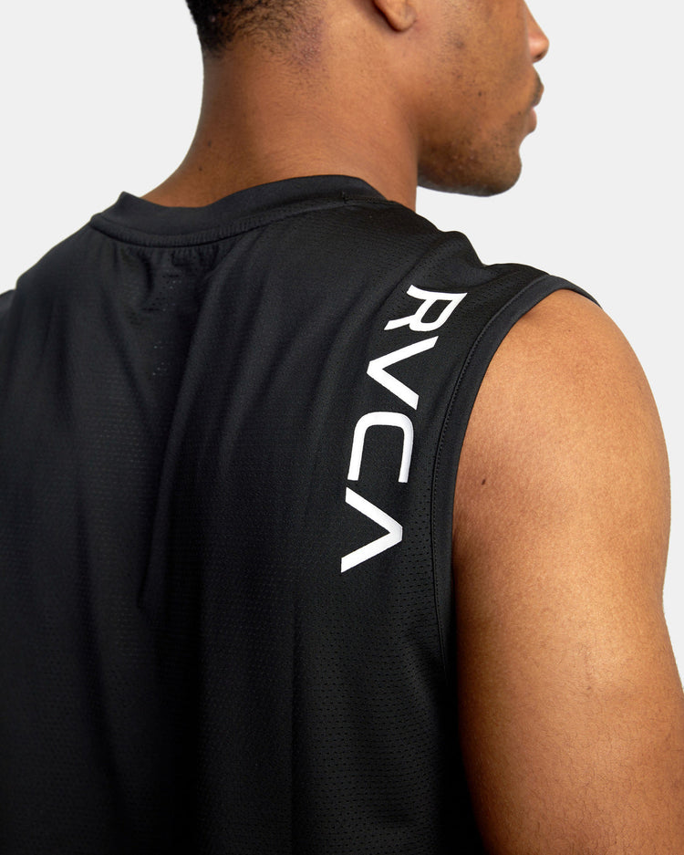 Sport Vent Muscle Tank Top - Black