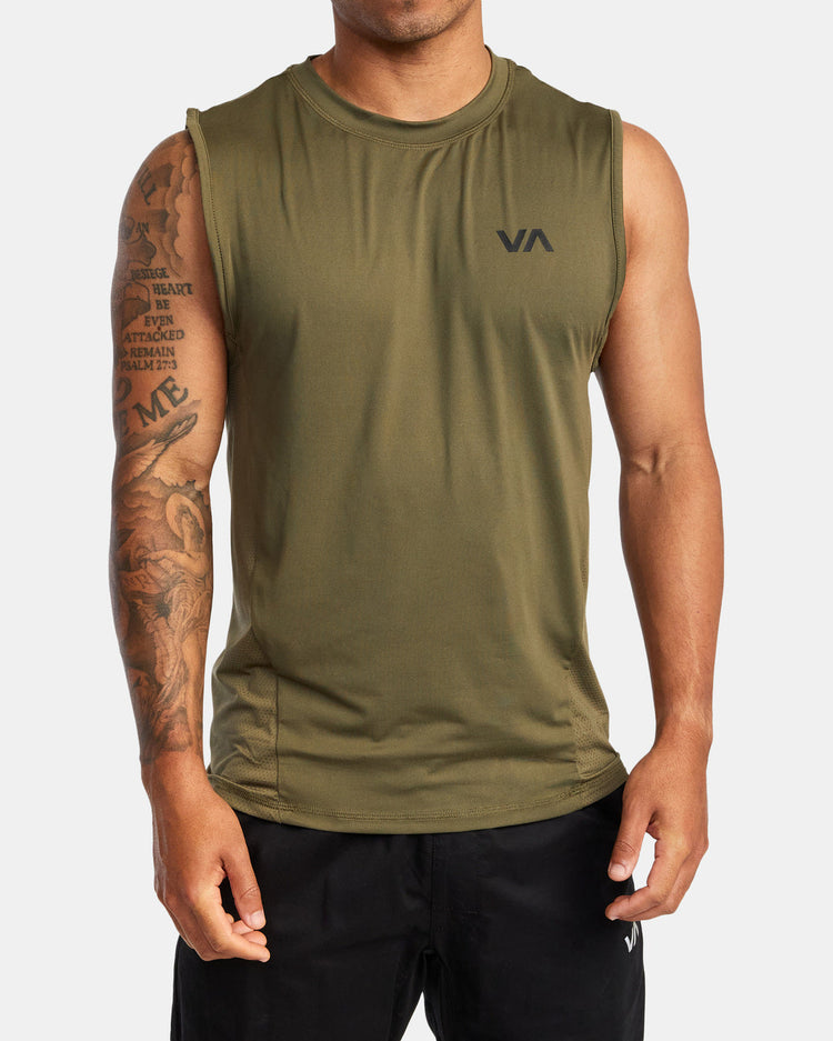 Sport Vent Muscle Tank Top - Olive