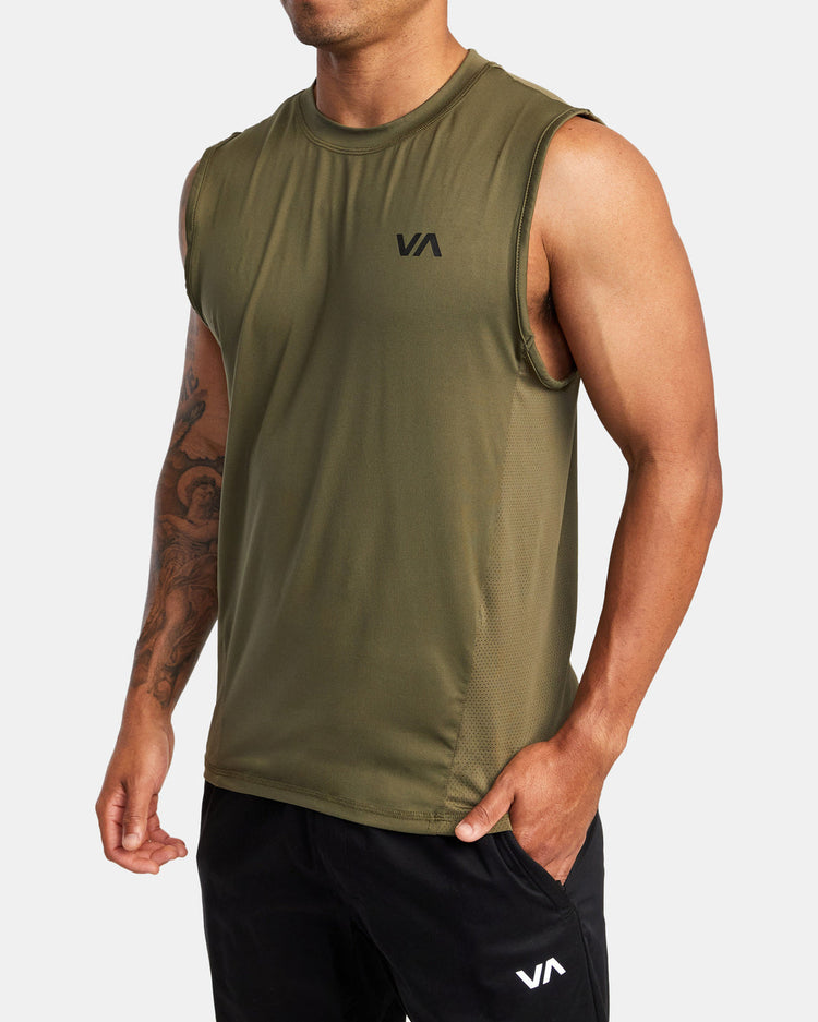 Sport Vent Muscle Tank Top - Olive