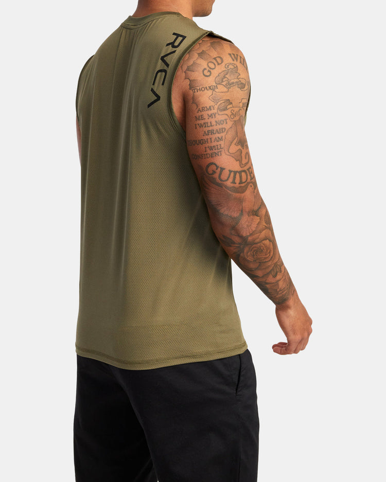 Sport Vent Muscle Tank Top - Olive