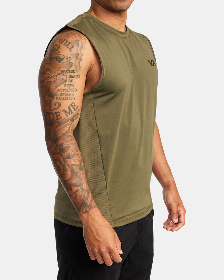 Sport Vent Muscle Tank Top - Olive