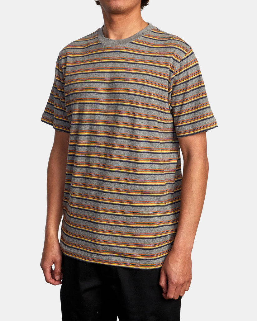 Ramshackle Micro Stripe Tee - Grey Noise