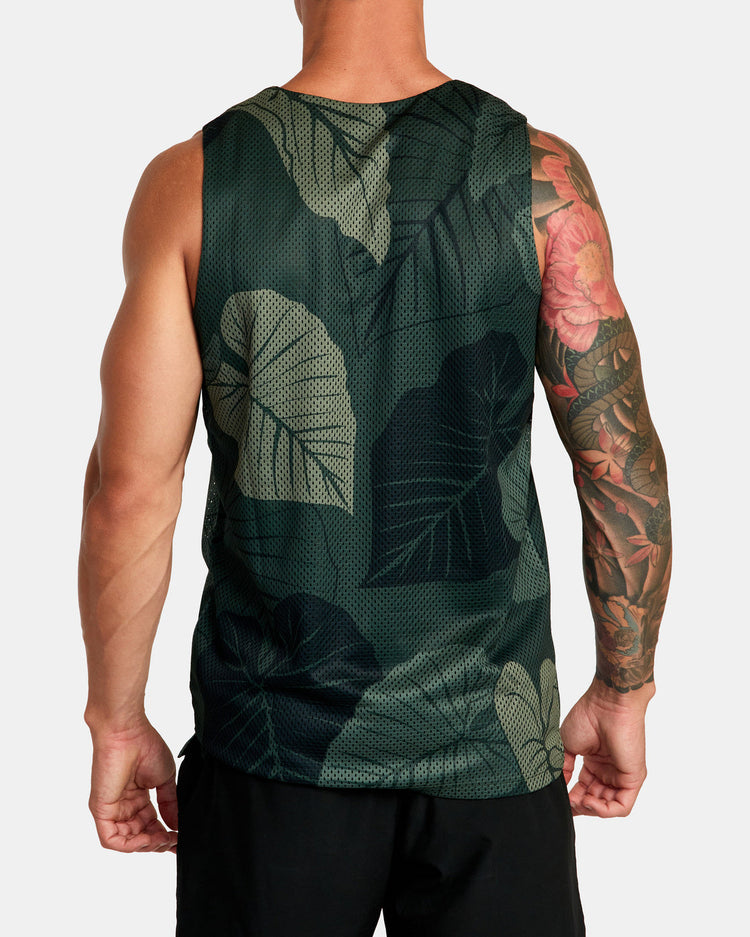 Hawaii Taro Mesh Tank Top - Olive