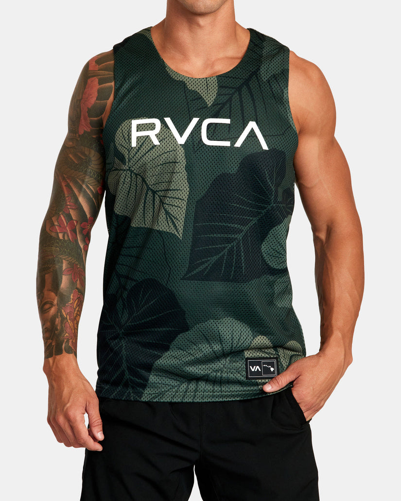 Hawaii Taro Mesh Tank Top - Olive