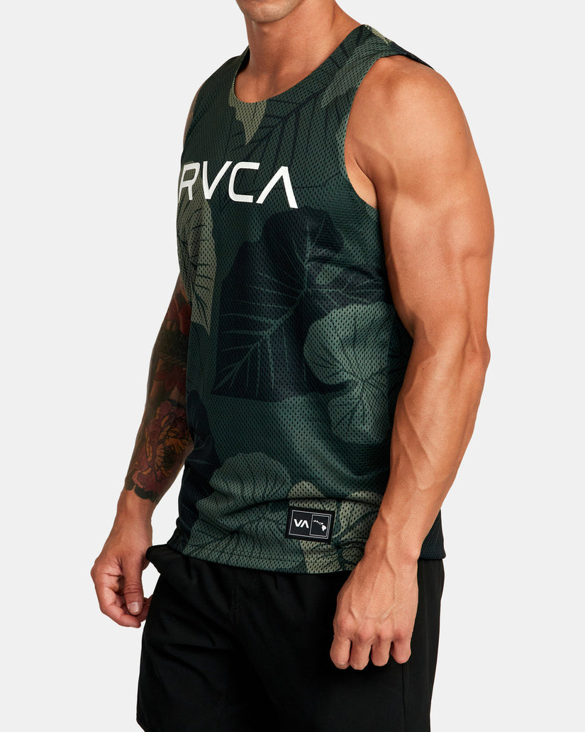 Hawaii Taro Mesh Tank Top - Olive