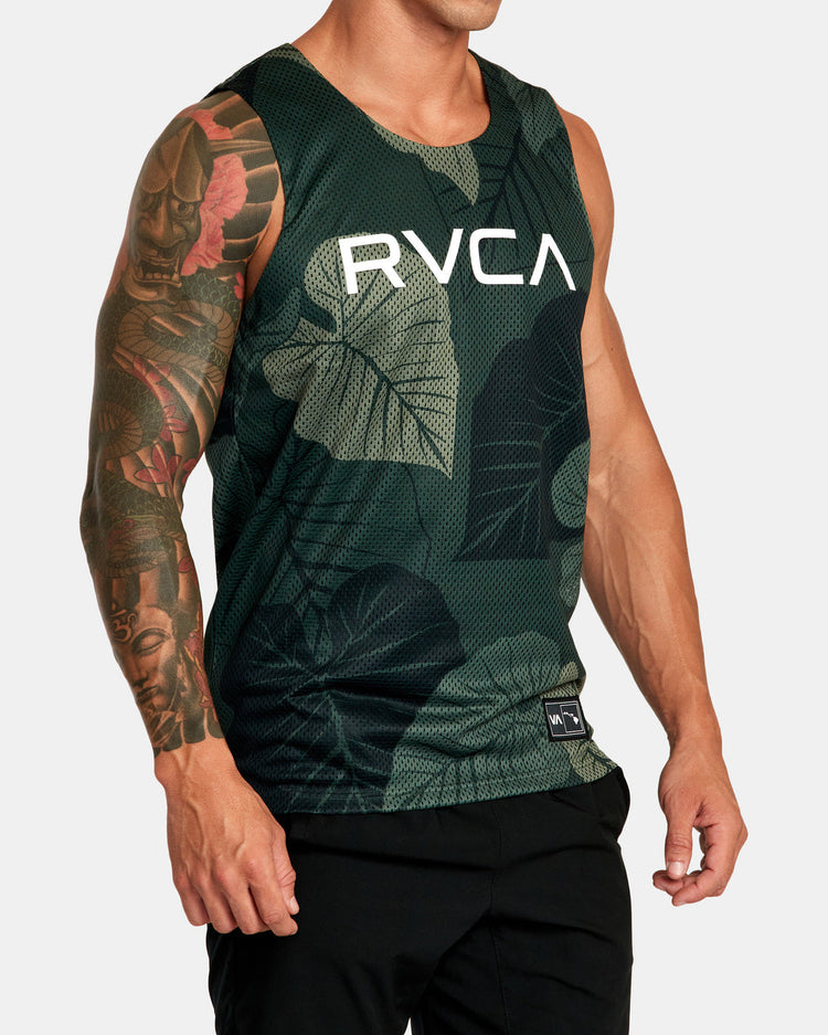 Hawaii Taro Mesh Tank Top - Olive