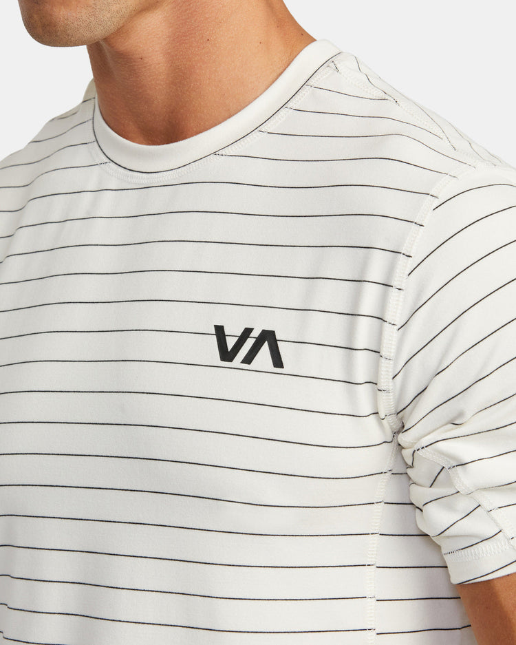 Sport Vent Stripe Technical Short Sleeve Top - Off White