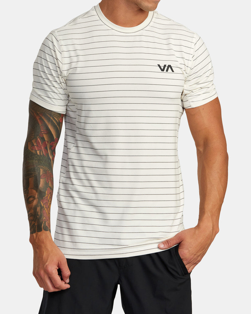 Sport Vent Stripe Technical Short Sleeve Top - Off White