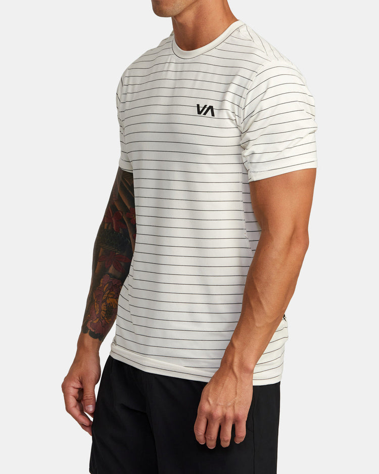 Sport Vent Stripe Technical Short Sleeve Top - Off White