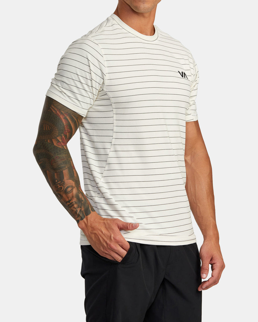 Sport Vent Stripe Technical Short Sleeve Top - Off White