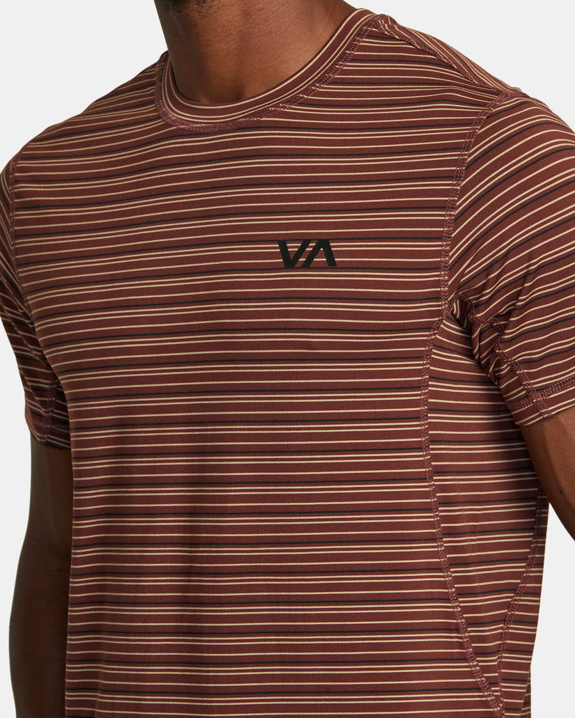 Sport Vent Stripe Technical Short Sleeve Top - Burgundy
