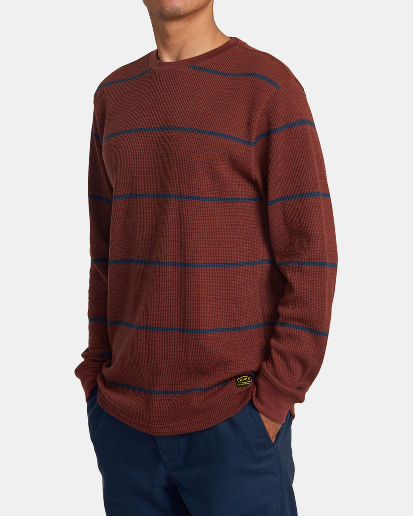 Day Shift Thermal Stripe Long Sleeve - Red Earth