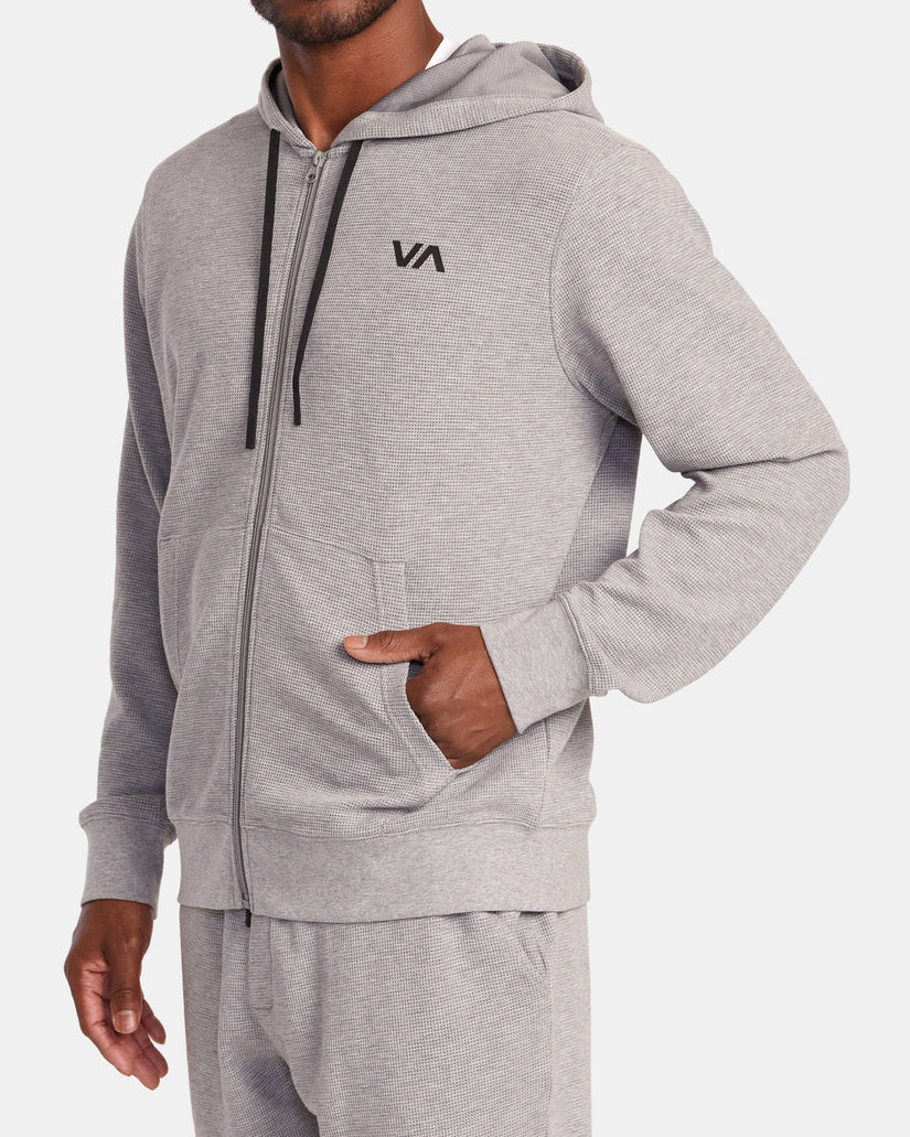 C-Able Waffle Knit Zip-Up Hoodie - Heather Grey