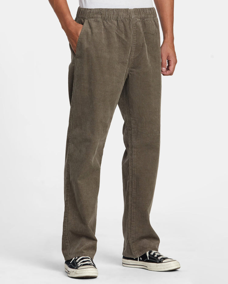 Americana Elastic Waist Cord Pants - Mushroom