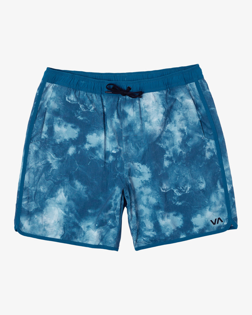 Yogger Hybrid Elastic Waist Athletic Shorts 17" - Teal Tie Dye