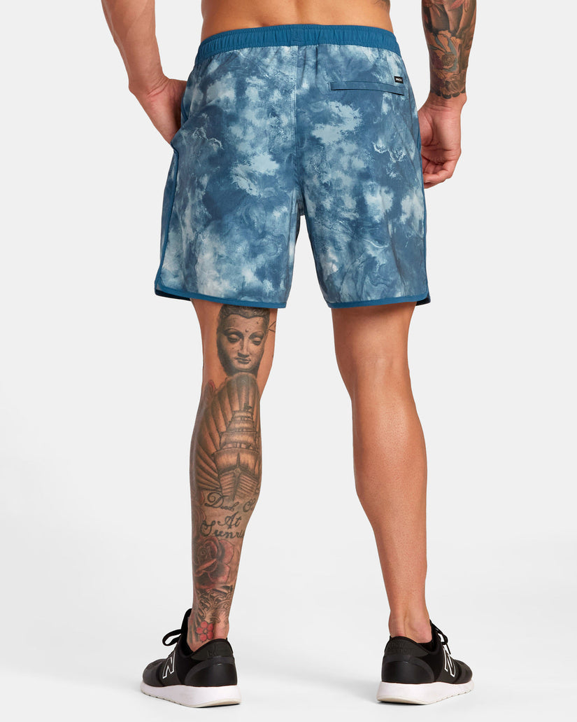 Yogger Hybrid Elastic Waist Athletic Shorts 17" - Teal Tie Dye