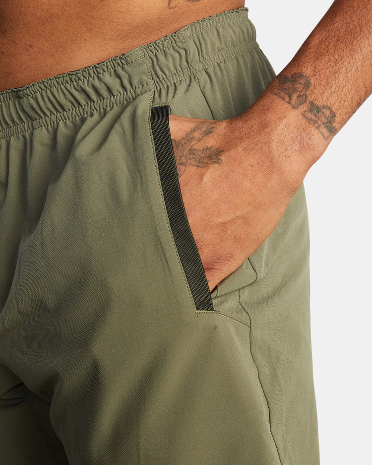 Yogger Elastic Waist Running Shorts 15" - Olive