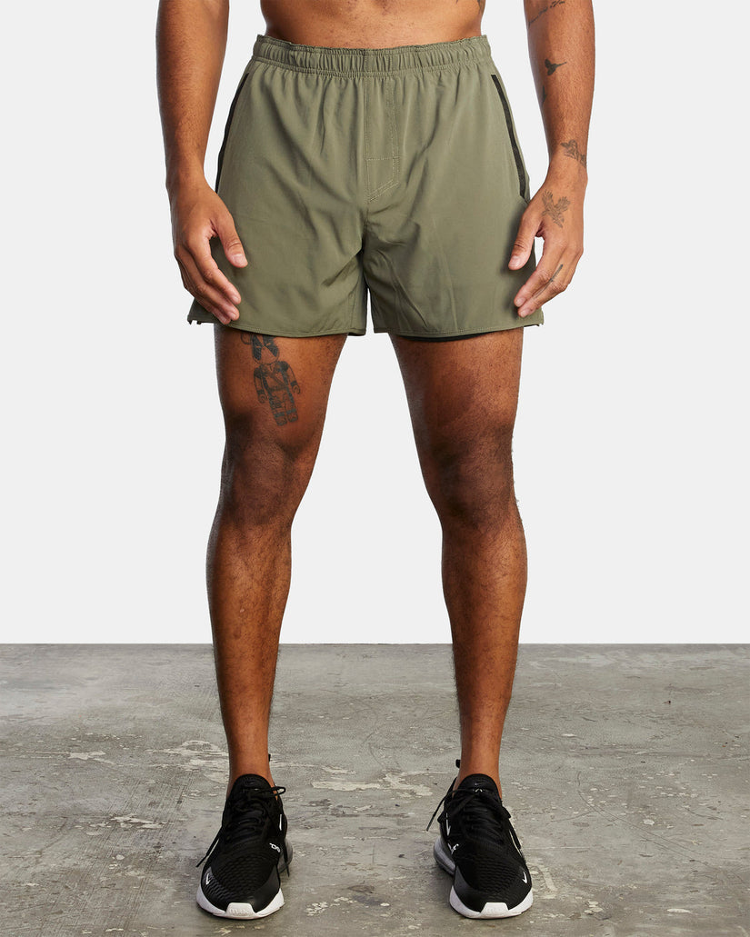 Yogger Elastic Waist Running Shorts 15" - Olive