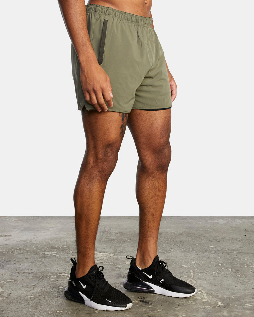 Yogger Elastic Waist Running Shorts 15" - Olive