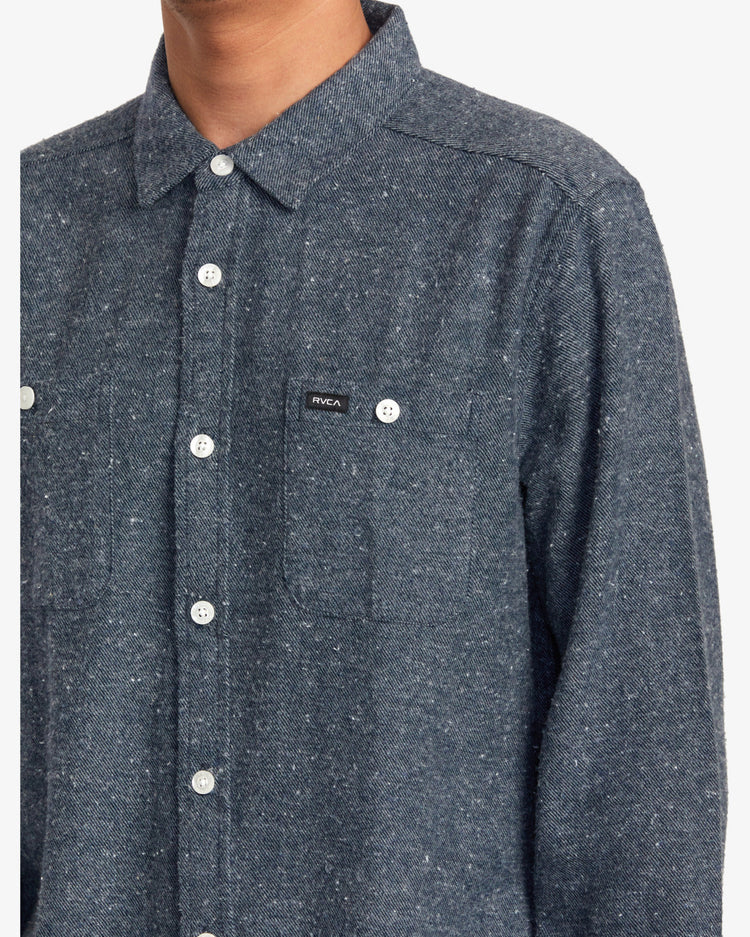 Harvest Neps Flannel Shirt - Moody Blue