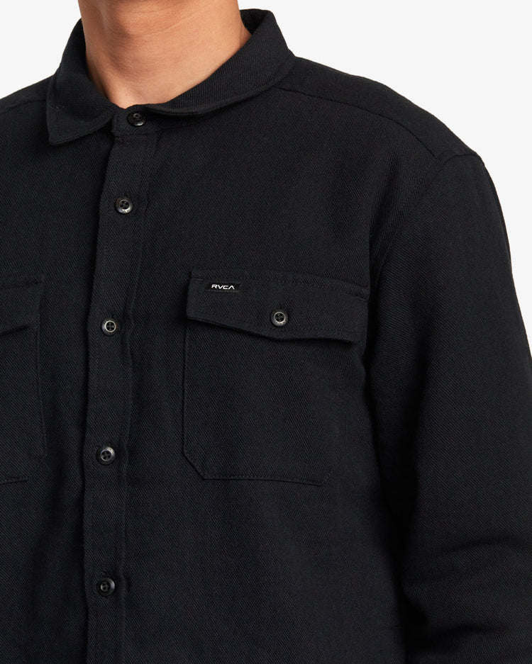 Instrument Quilted Flannel Shirt - Black