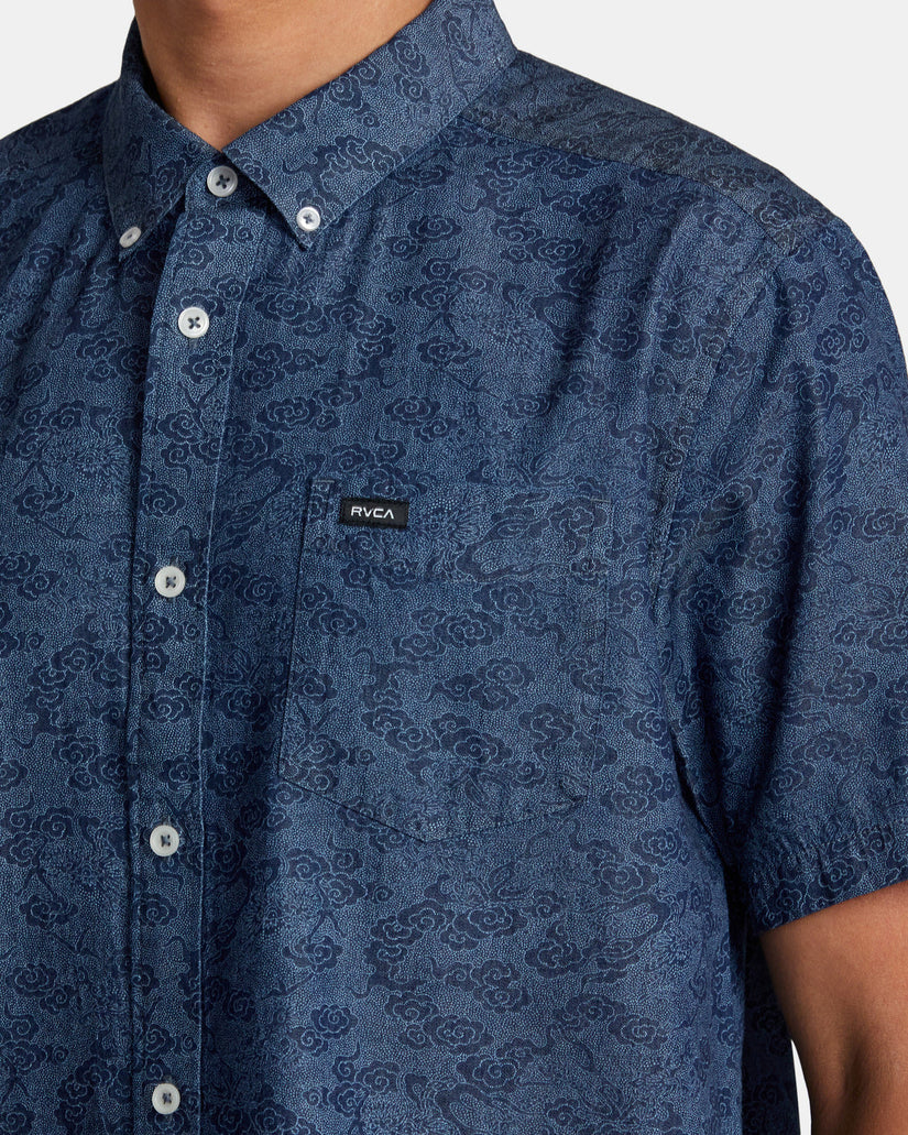 Neon Dragon Denim Short Sleeve Shirt - Denim