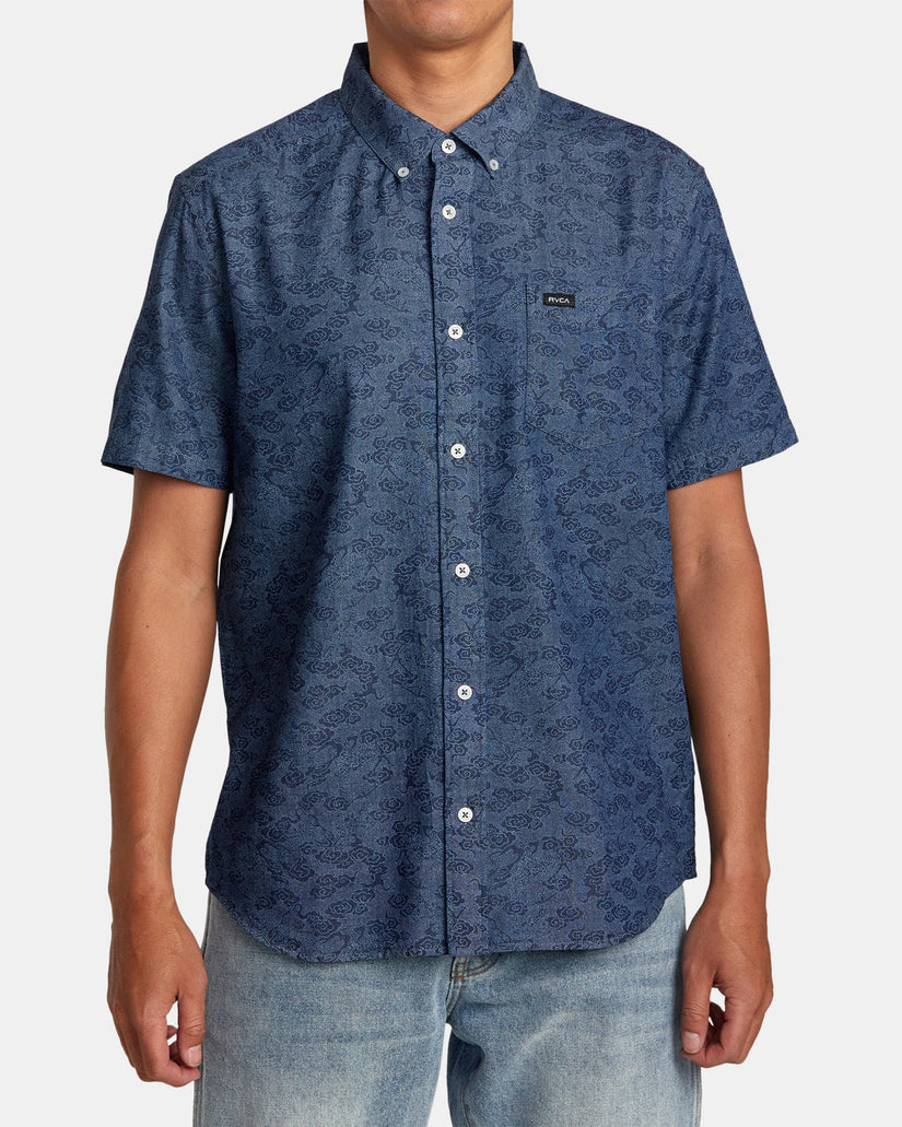 Neon Dragon Denim Short Sleeve Shirt - Denim